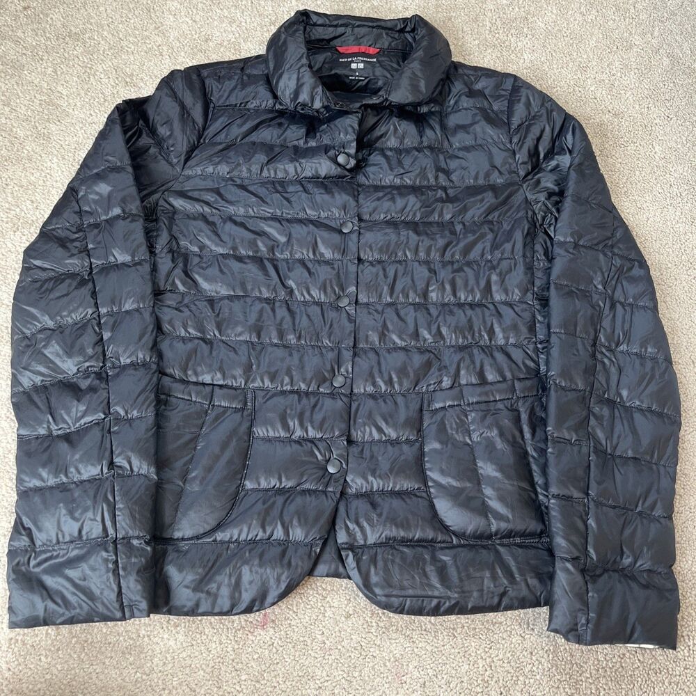 UNIQLO X Ines De La Fressange Down Puffer Jacket Womens Small Black Snap Minimal